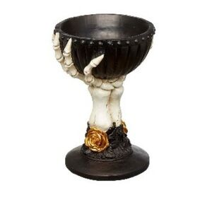 Skeleton Bones Candy Bowl Skull Hand Small Raised Bowl Black Halloween